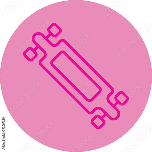 Longboard Pink Line Circle Icon