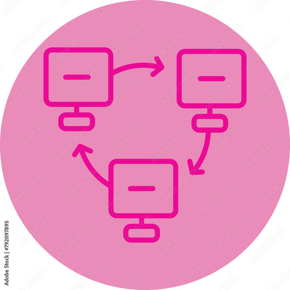 Network Connection Pink Line Circle Icon Network Connection Pink Line Circle Icon