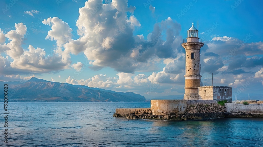 Lighthouse over the harbour of Chania.


