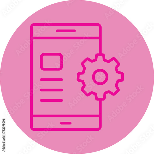 Mobile Marketing Pink Line Circle Icon