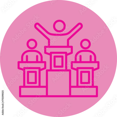 Victory Pink Line Circle Icon