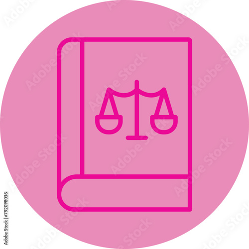 Book Pink Line Circle Icon