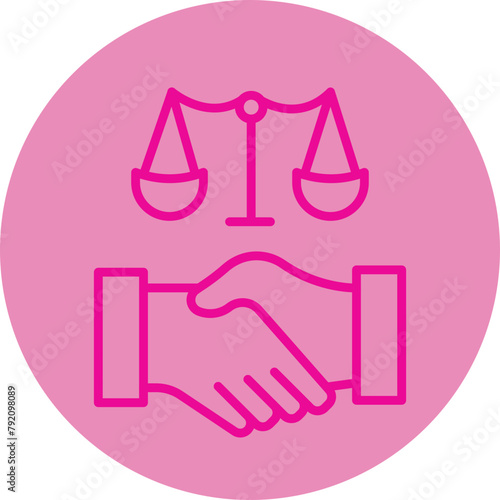 Agreement Pink Line Circle Icon