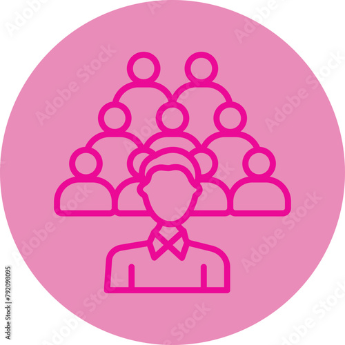 Crowd Pink Line Circle Icon