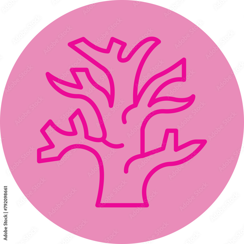 Dry Tree Pink Line Circle Icon Dry Tree Pink Line Circle Icon