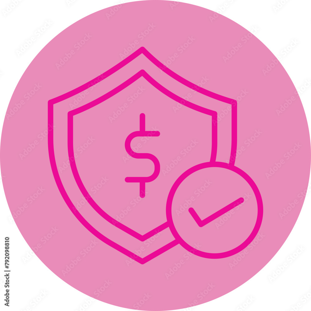 Money Security Pink Line Circle Icon Money Security Pink Line Circle Icon