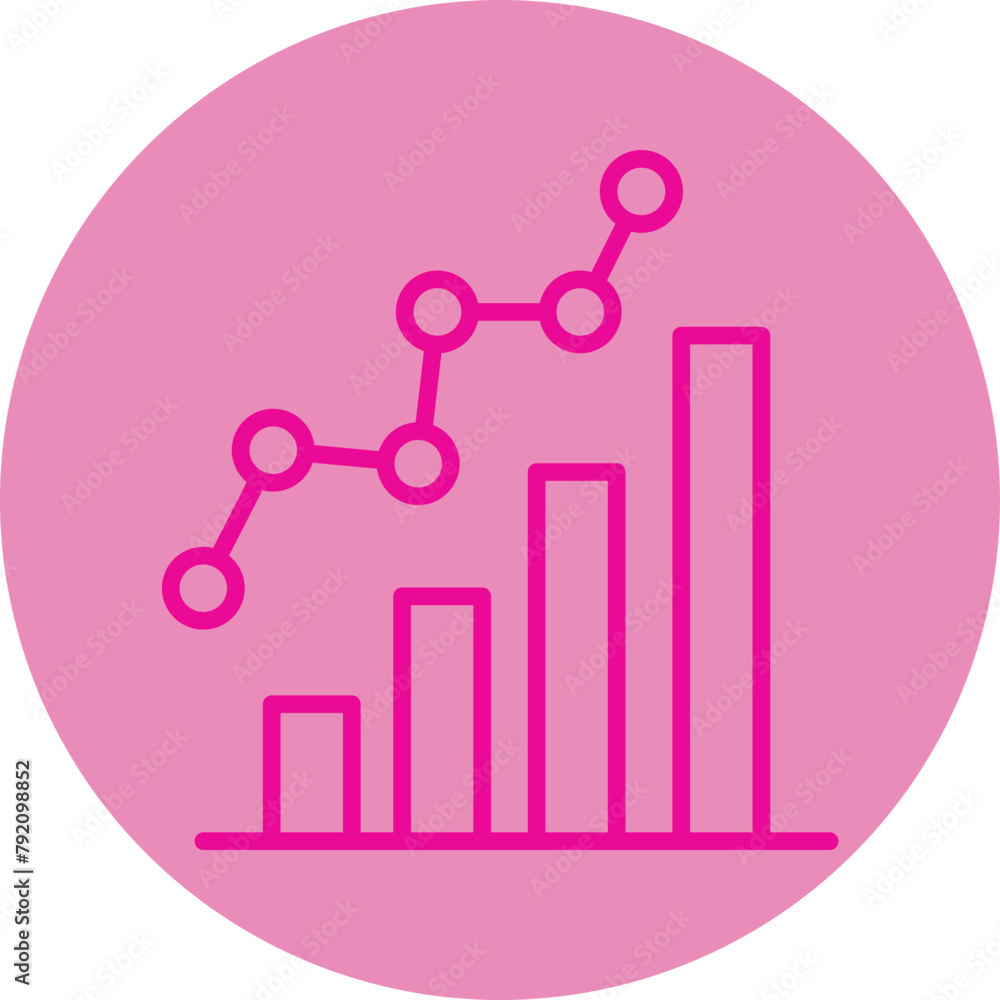 Statisctics Pink Line Circle Icon Statisctics Pink Line Circle Icon