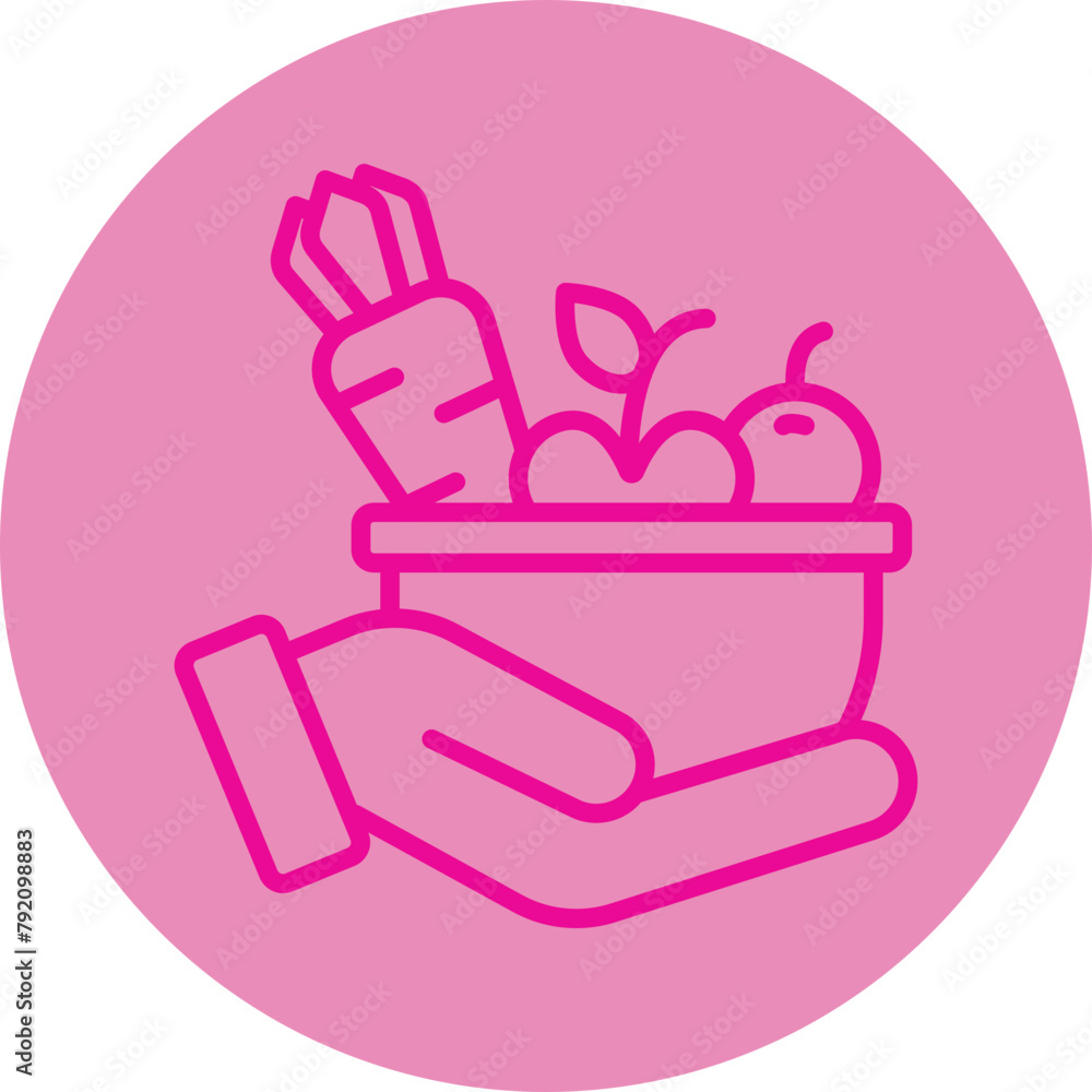 Food Donation Pink Line Circle Icon Food Donation Pink Line Circle Icon
