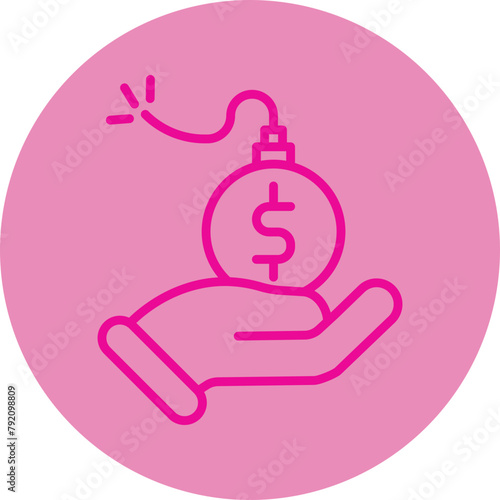 Debt Pink Line Circle Icon