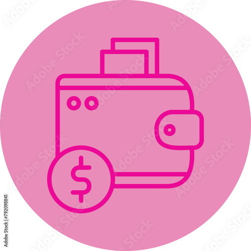 Wallet Pink Line Circle Icon