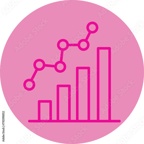 Statisctics Pink Line Circle Icon