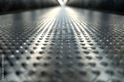 This image captures the essence of a dimpled metal surface with a vanishing point, suitable for futuristic or industrial designs.