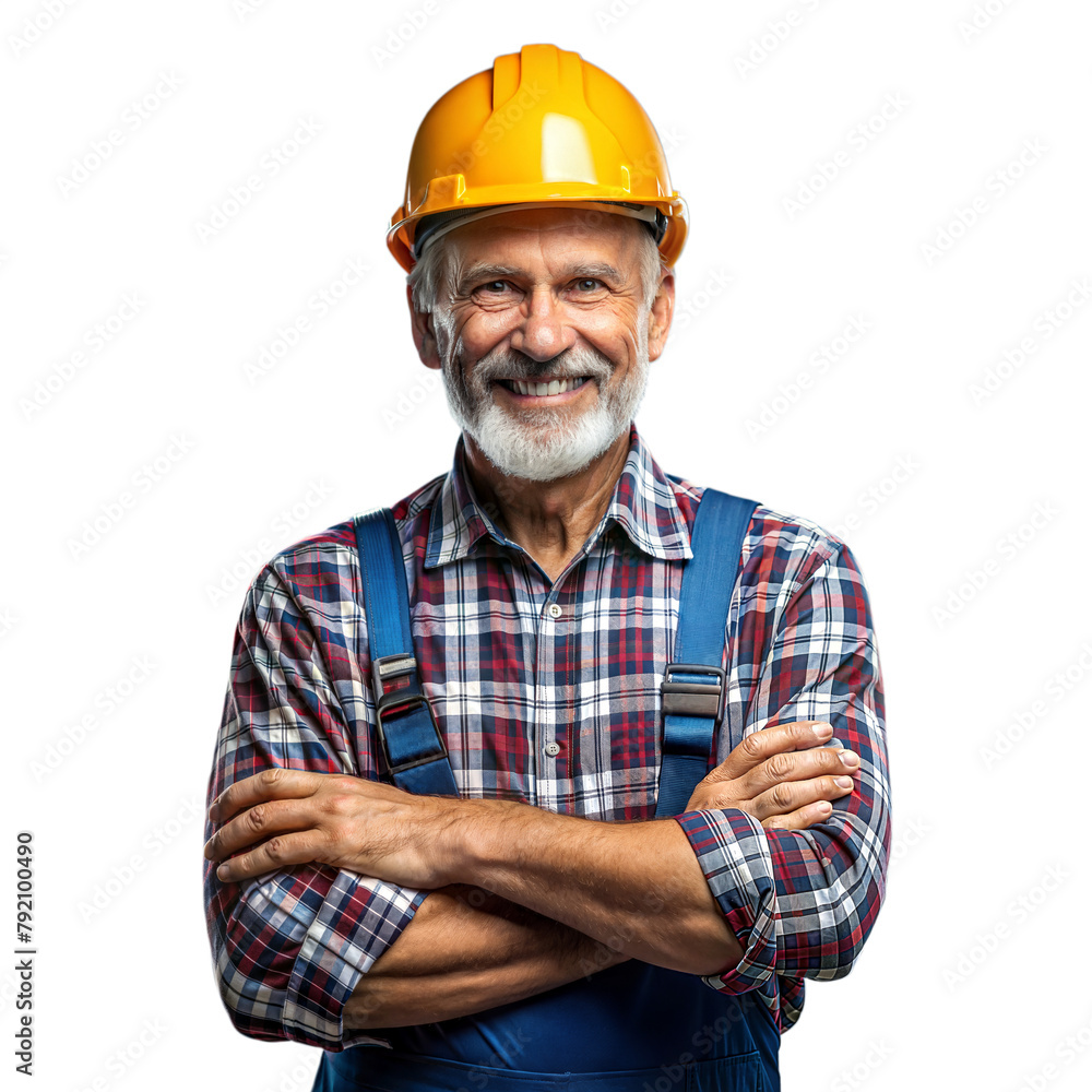 Senior construction worker smiling confidently with arms crossed Senior construction worker smiling confidently with arms crossed