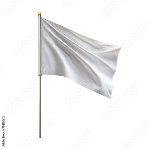 Elegant white flag waving on a sleek golden pole