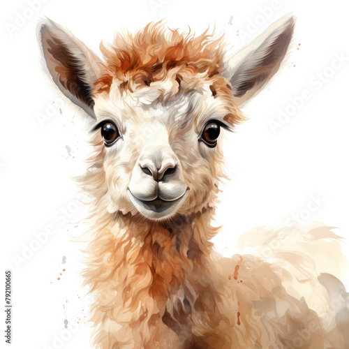 Watercolor lama, clipart Illustration, Generative Ai © SantoshArt