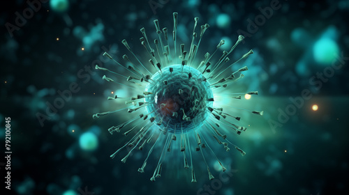 Viral Pathogen in Blue Microscopic Illustration