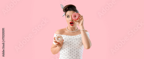 Shocked young pin-up woman ...