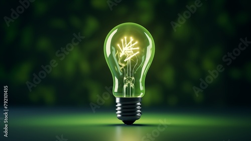 Green Energy Revolution: Lightbulb Symbolizing Renewable Sources and Sustainable wind energy, copy space.