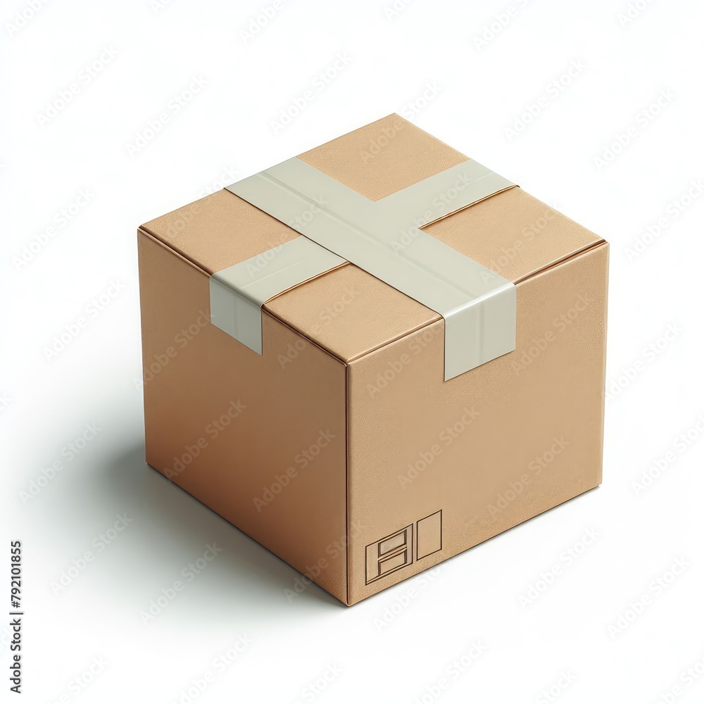 Closed cardboard box with Adhesive isolated on a white background Closed cardboard box with Adhesive isolated on a white background