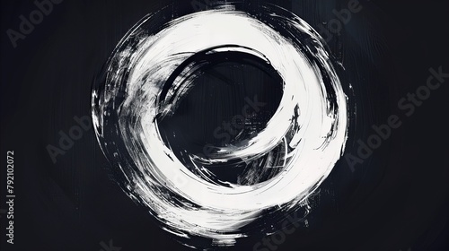 A circle formed manually using a white brush on a black background. An aesthetic ink stroke.