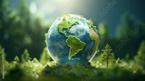 Green sustainable earth globe. Renewable energy transition concept. © hamad