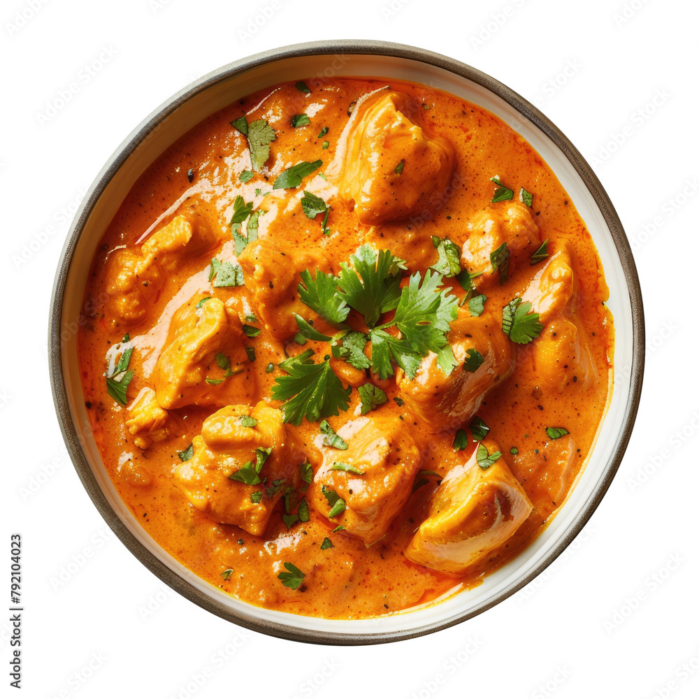 Delicious Bowl of Indian Butter Chicken Curry Isolated on a Transparent Background Delicious Bowl of Indian Butter Chicken Curry Isolated on a Transparent Background