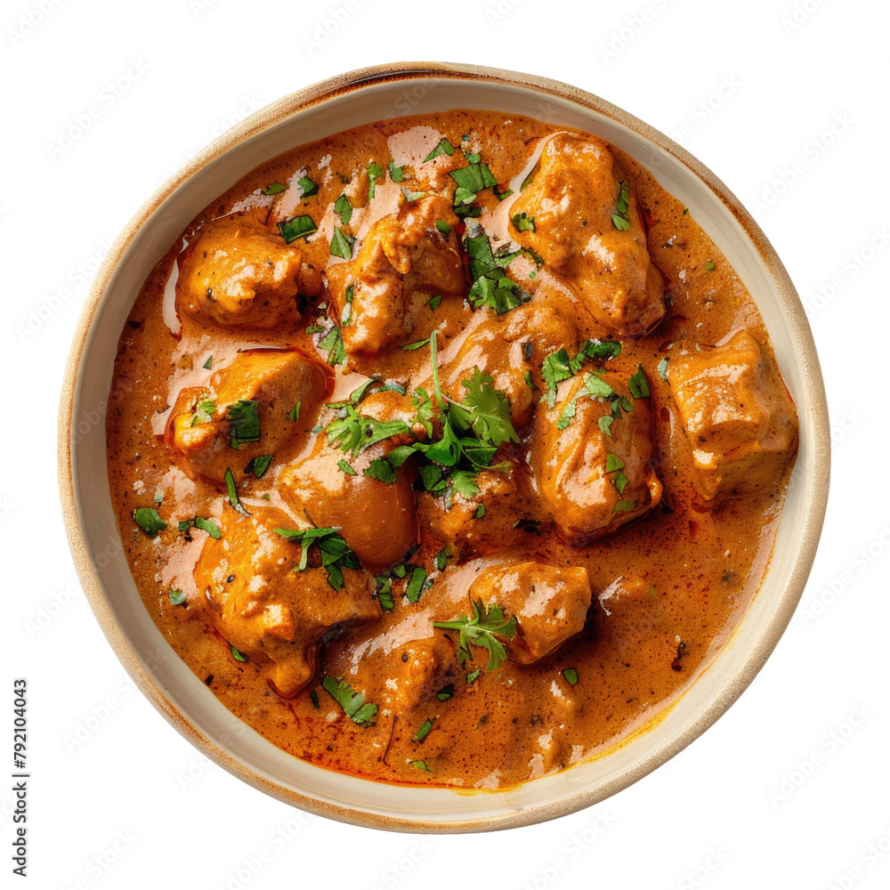 Delicious Bowl of Indian Butter Chicken Curry Isolated on a Transparent Background Delicious Bowl of Indian Butter Chicken Curry Isolated on a Transparent Background
