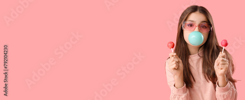 Trendy girl with lollipops ...