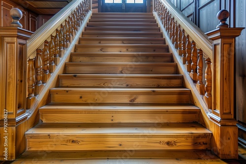 Antique Pine Staircase in a Classic Navy Art Gallery  Perfectly Suited for Historic Property Flyers and Architectural Digests