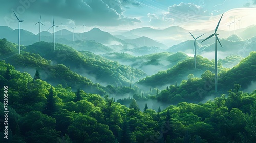 Sustainable Power: Wind Turbines in a Peaceful Setting