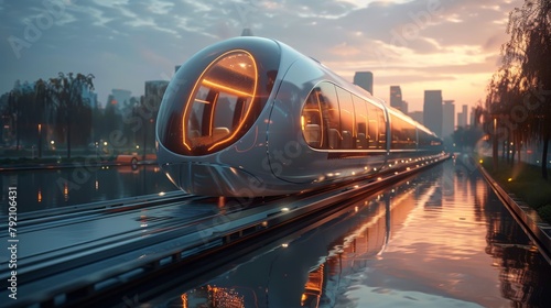 The future of transportation is here. The Hyperloop is a high-speed train that travels at over 600 miles per hour. photo