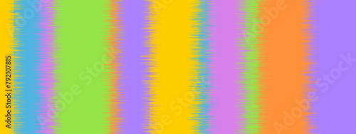 Colorful striped watercolored background. Ikat pattern. Batik textile texture with ombre effect. Abstract tie dye rainbow print. Modern knitted scarf, plaid or carpet boho motif. Vector illustration.