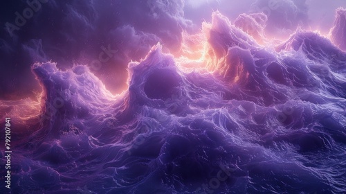 Glowing purple waves against dark backdrop