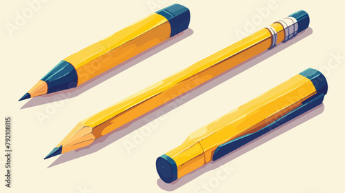 Pencil pen icon 2d flat cartoon vactor illustration