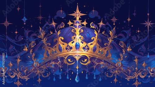 A stunning hand drawn crown doodle crafted in 2d illustration design graces the scene