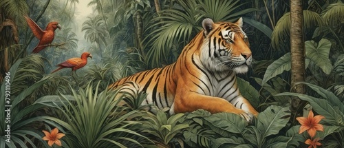 Tropical Jungle Background for Interior Design