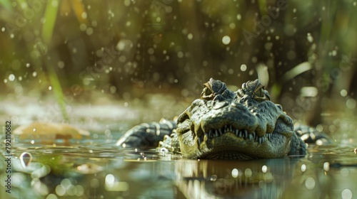 Crocodile inside a lake in its habitat in high resolution and high quality. animals concept