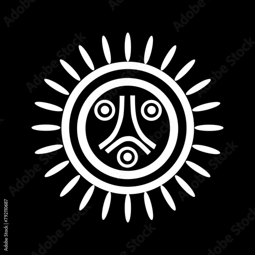 Fototapeta Human face on sun symbol vector illustration isolated