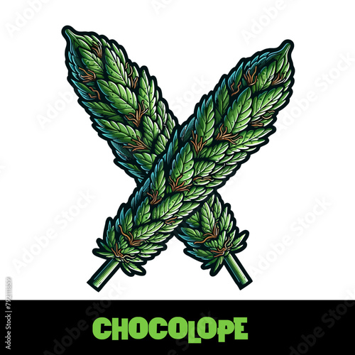 Vector Illustrated Chocolope Cannabis Bud Strain Cartoon (ID: 792111859)