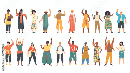 People greeting gesture flat vector illustrations s © zoni