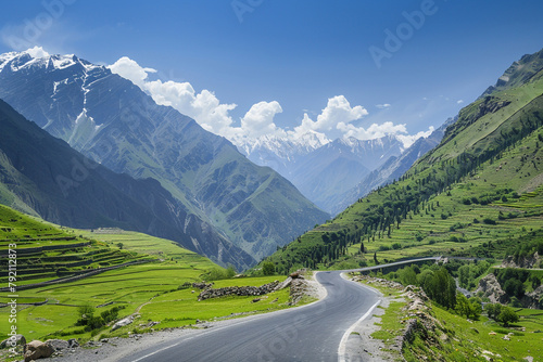 Serene mountain pass with winding roads and breathtaking scenery