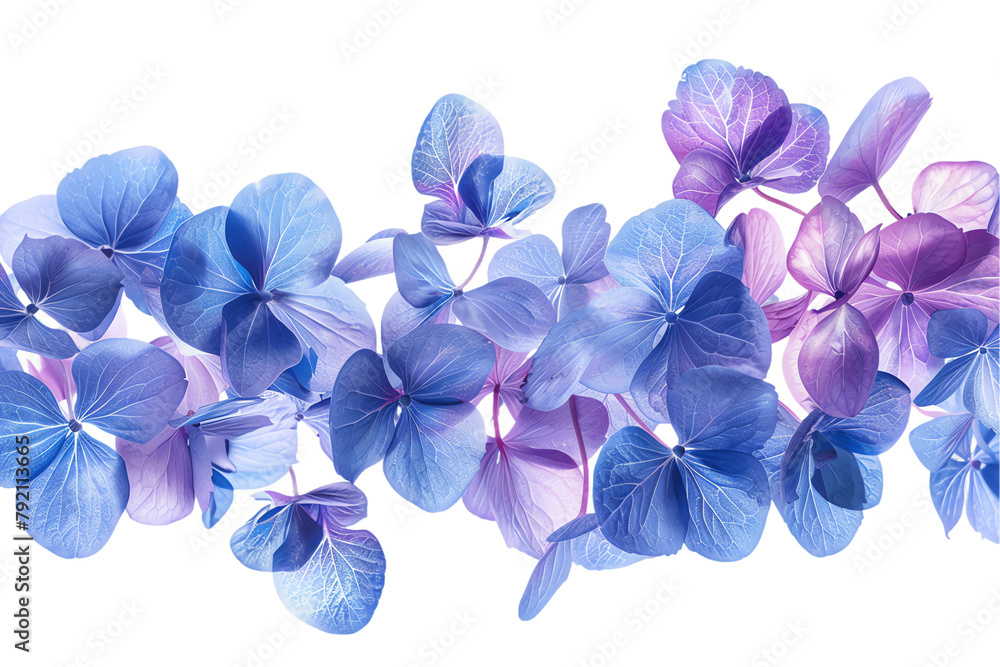 Fototapeta premium A bouquet of blue, purple, and lilac flowers on a isolated transparent background