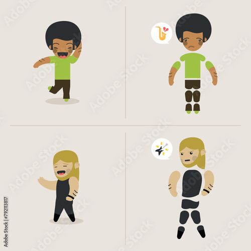 music fans character vector for motion graphics