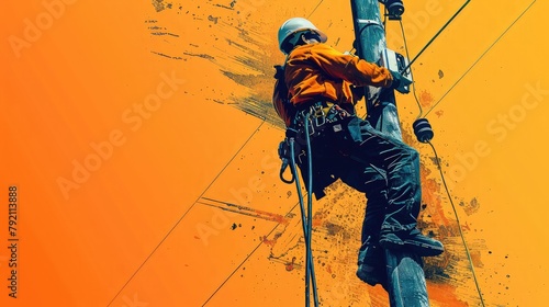 Greeting Card and Banner Design for Social Media or Educational Purpose of National Lineman Appreciation Day Background