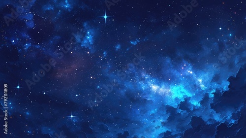 A captivating 2d illustration of the vast expanse of outer space filled with a dazzling backdrop of stars awaits offering ample copy space for your creative vision This celestial artwork evo photo