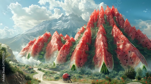 A Fantastical World of Watermelon: Whimsical Landscape #792115027