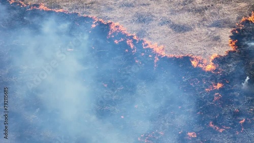 Aerial video of a prairie burn at Dunn's Marsh, Fitchburg, Wisconsin, USA; 16 April 2024. photo