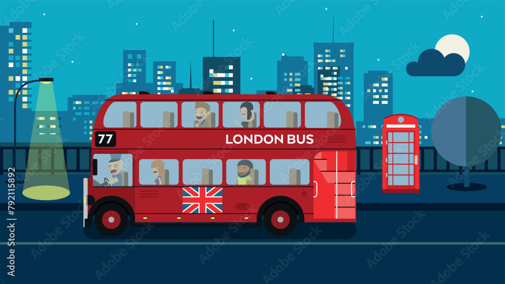 london bus vector for motion graphics - obrazy, fototapety, plakaty 
