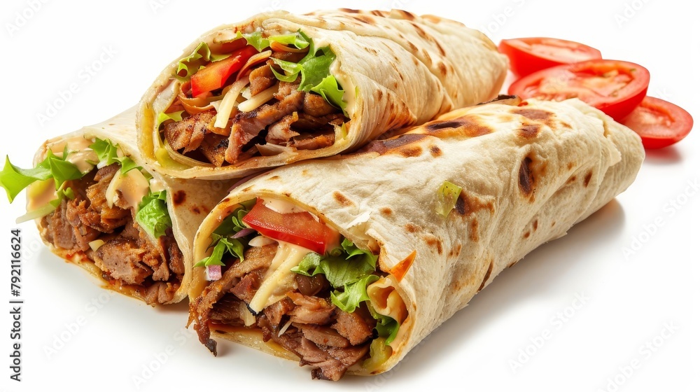 delicious shawarma cut out on white background middle eastern fast food delicious shawarma cut out on white background middle eastern fast food