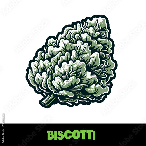 Vector Illustrated Biscotti Cannabis Bud Strain Cartoon
